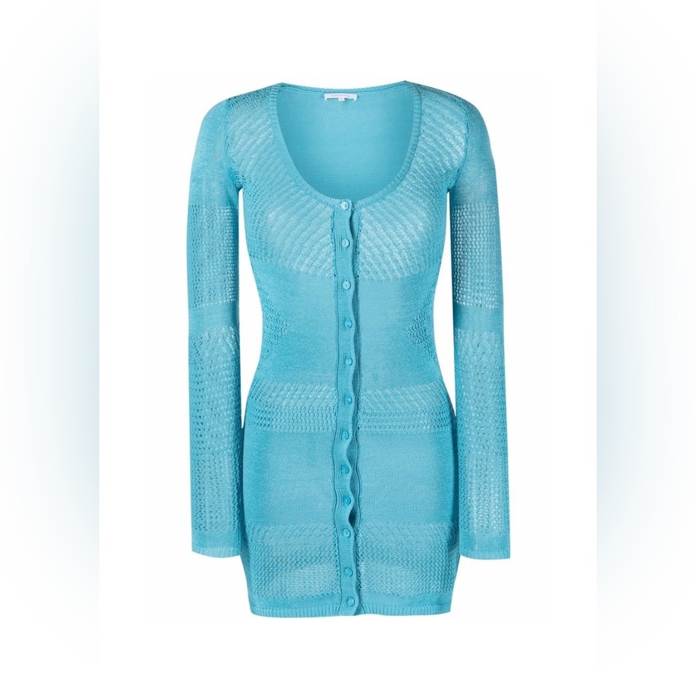 Patrizia Pepe Blue Crochet-Knit Dress